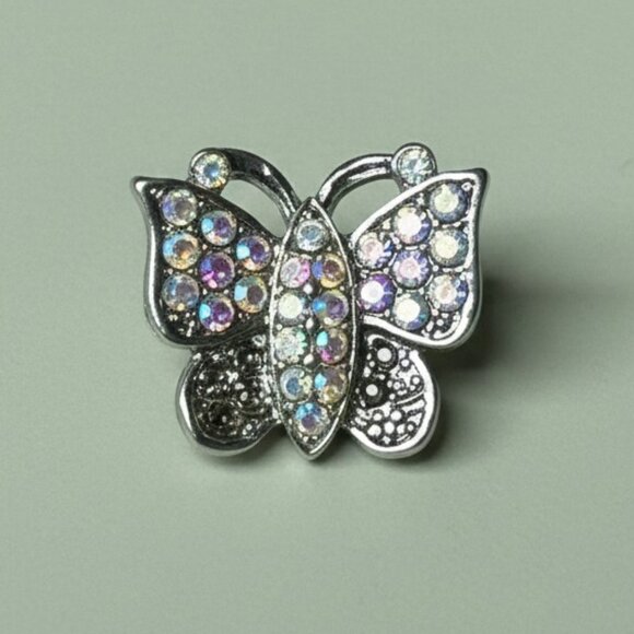 Petite Clear Rhinestone Butterfly Brooch - Picture 1 of 4